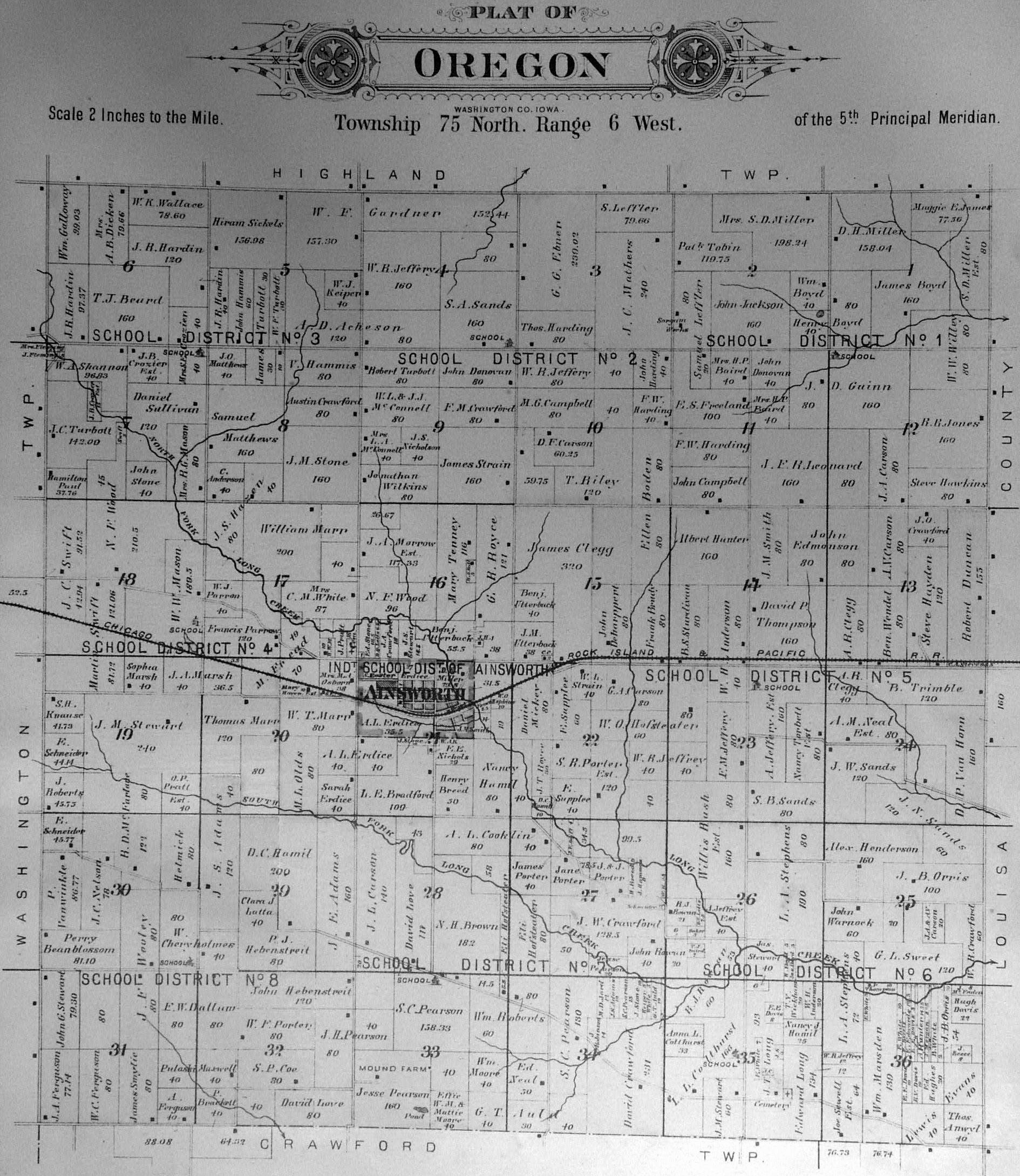 Oregon Township, Washington County, Iowa 1894